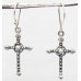 Cross Jesus Earrings 925 Sterling Silver Handmade Women Hand Engraved Gift Religious E551